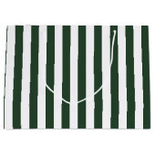 ダークハンターグリーンとホワイトのストライプ ラージペーパーバッグ (正面)