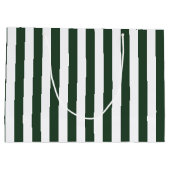 ダークハンターグリーンとホワイトのストライプ ラージペーパーバッグ (裏面)