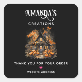 ダークハ幽霊のよく出るウス&カボンプキンスハロウィンビジネス スクエアシール