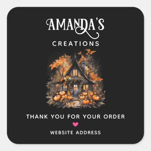 ダークハ幽霊のよく出るウス&カボンプキンスハロウィンビジネス スクエアシール (正面)