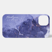 ダークバイオレットカラーインクグリッターカスタマイズ iPhoneケース (裏面横)