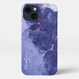 ダークバイオレットカラーインクグリッターカスタマイズ iPhone 16 PLUSケース