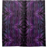 ダークバイオレットパープル抽象芸術フェザーテクスチャ シャワーカーテン (正面)