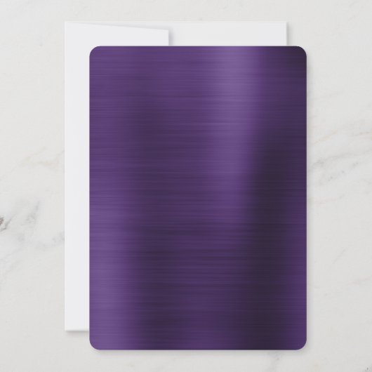 ダークバイオレットフォイルブラックとホワイト50誕生日 招待状 (裏面)