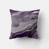 ダークバイオレットマーブルアゲートシルバーグリッターグラム#1 クッション (裏面)