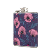 ダークバイオレット上のピンクのケシ フラスク (左)