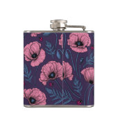 ダークバイオレット上のピンクのケシ フラスク (裏面)