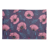 ダークバイオレット上のピンクのケシ 枕カバー (裏面-左)