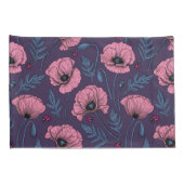 ダークバイオレット上のピンクのケシ 枕カバー (裏面-右)