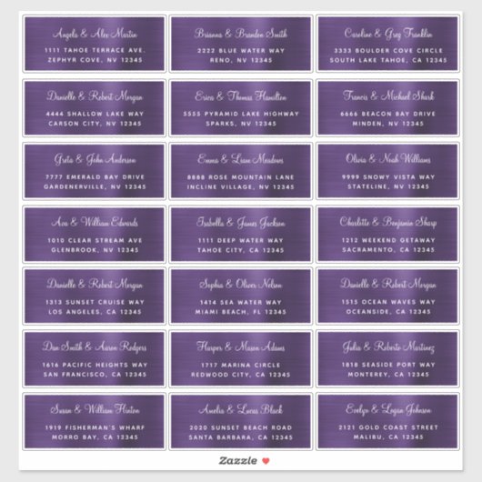 ダークバイオレット個人結婚の住所 シール (シート)