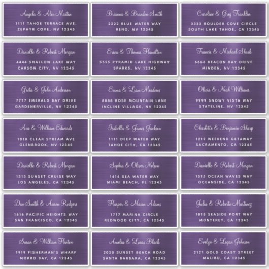 ダークバイオレット個人結婚の住所 シール (正面)