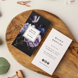 ダークバエレガントイオレットフローラブーケ |垂直 名刺