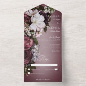 ダークバエレガントルガンディぼやけクリームフローラなしディナー オールインワン招待状 (内側)