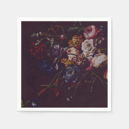 ダークバエレガントルガンディMoodyフローラ スタンダードカクテルナプキン