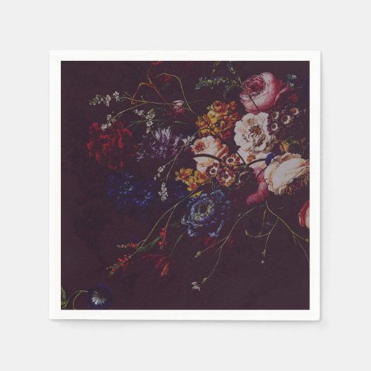 ダークバエレガントルガンディMoodyフローラ スタンダードカクテルナプキン (正面)