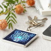 ダークバックグラウンドのネオンジャガーヘッド輪郭 キーホルダー (側面)