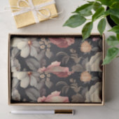 ダークバックグラウンドの華麗なフラワーパターン 薄葉紙 (ギフト)