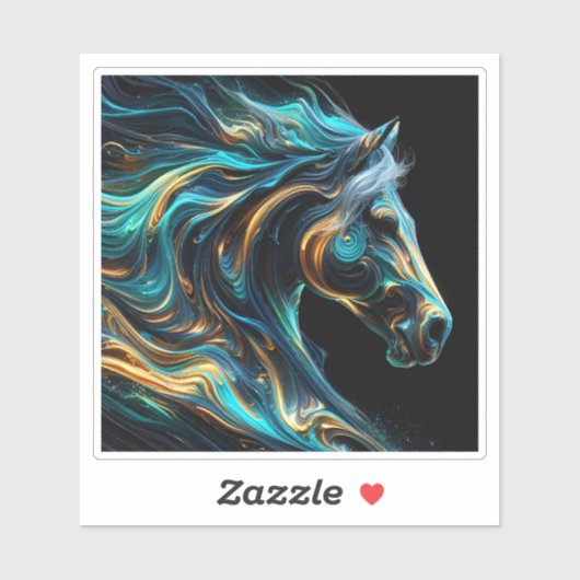 ダークバックグラウンドの躍動感あふれる馬のアート シール (シート)