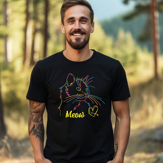 ダークバックグラウンドクリエイティブ猫Tシャツ Tシャツ