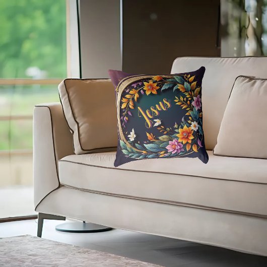 ダークバックグラウンドフローラカスタマイズ可能な信仰ベース クッション