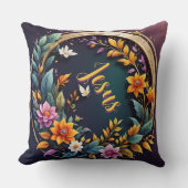 ダークバックグラウンドフローラカスタマイズ可能な信仰ベース クッション (正面)