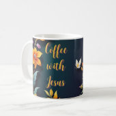 ダークバックグラウンドフローラカスタマイズ可能な信仰ベースC コーヒーマグカップ (正面左)