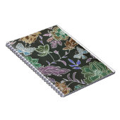 ダークバックグラウンド蝶と花のデザイン ノートブック (右側)