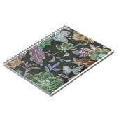 ダークバックグラウンド蝶と花のデザイン ノートブック (左側)