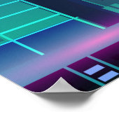 ダークバックグロにネオンが輝くナイトシティパノラマ ポスター (角)