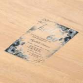 ダークバラグリーン60誕生日 アクリル招待状 (レイダウン)