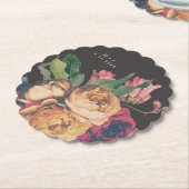 ダークバラボタニカルフェテ結婚のテーブルコースター ペーパーコースター (アングル)