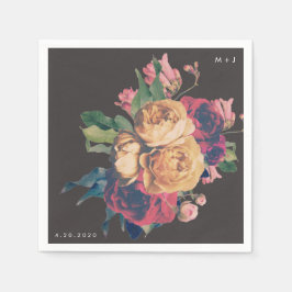 ダークバラボタニカルフェテ結婚のテーブルナプキンス スタンダードカクテルナプキン