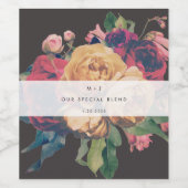 ダークバラボタニカルフェテ結婚ス ワインラベル (シングルラベル)