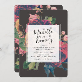 ダークバラボタニカルフェテ結婚式招待状 招待状