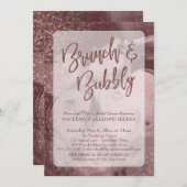 ダークバラ金ゴールドグリッターシャンパンブランチ&バブリー 招待状 (正面/裏面)