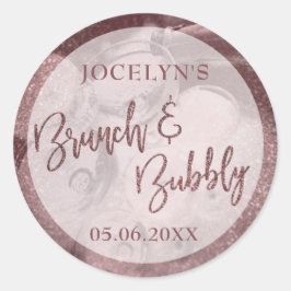 ダークバラ金ゴールドグリッターブランチ&バブリー ラウンドシール