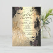 ダークバラ金ゴールドダイヤモンドドレスブライダルシャワー 招待状 (スタンド正面)