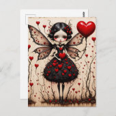 ダークバレンタイン妖精赤いハートドレスポストカード ポストカード (正面/裏面)
