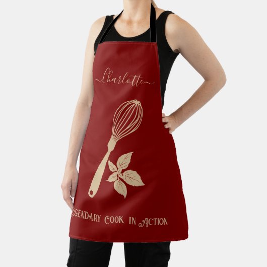 ダークバーガンディとクリームウィスクとハーブデザイン エプロン (インサイチュ)