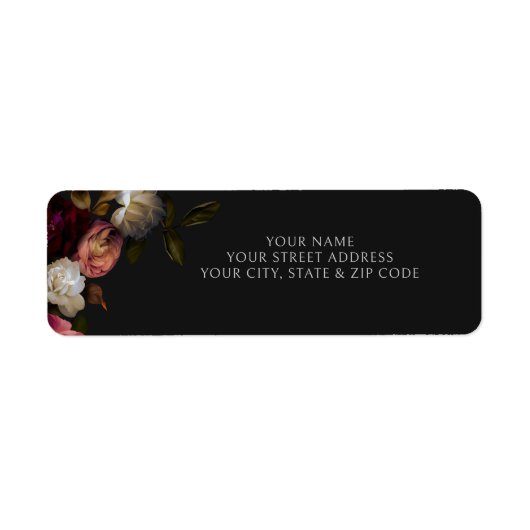 ダークバーガンディクリームピーオニーズ ブラックシャワーレジストリー ラベル (正面)