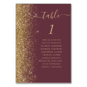 ダークバーガンディゴールドグリッターウェディング テーブルナンバー (正面)