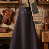 ダークバーガンディーストライプモノグラムウェディング エプロン