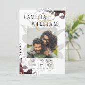 ダークバーガンディ ブラック ローズ ウェディング フォール ウィンター 招待状 (スタンド正面)