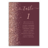 ダークバーガンディ ローズゴールド グリッター 結婚式 テーブルナンバー (裏面)