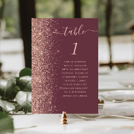 ダークバーガンディ ローズゴールド グリッター 結婚式 テーブルナンバー