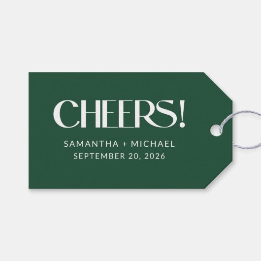 ダークパイン装飾セリフウェディング Cheers ギフトタグ (正面(横))