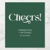 ダークパイン装飾セリフ体 結婚式の乾杯 ワインラベル (シングルラベル)
