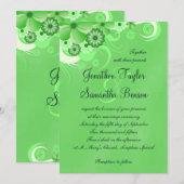 ダークパステルグリーンの花柄5x7結婚式招待状 招待状 (正面/裏面)