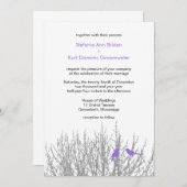 ダークパステルパープルエレガントウィンターウェディングDIYインビ 招待状 (正面/裏面)