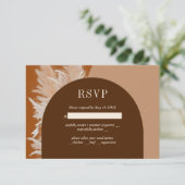 ダークパンパスグラスとアーチウェディングRSVPカード 出欠カード (スタンド正面)